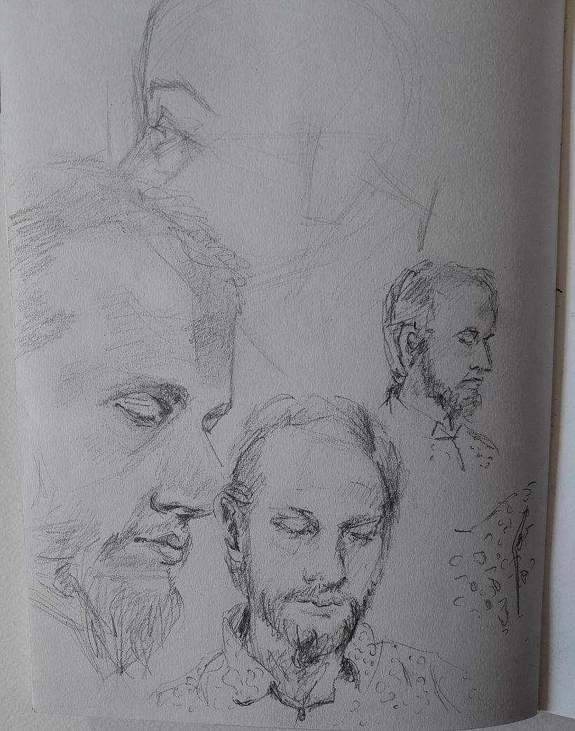 graphite study, to capture shapes and character quickly