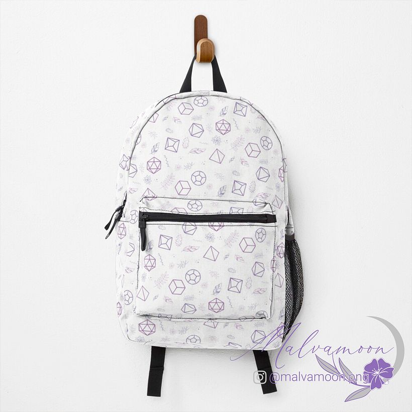Diseño de motivo de dados estilo boho sobre mochila
