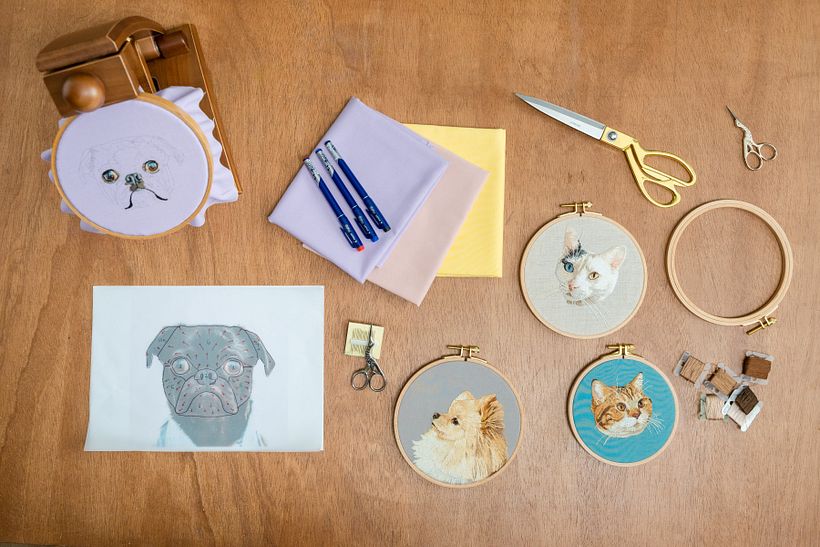 How to Embroider Realistic Fur in Animal Portraits 3