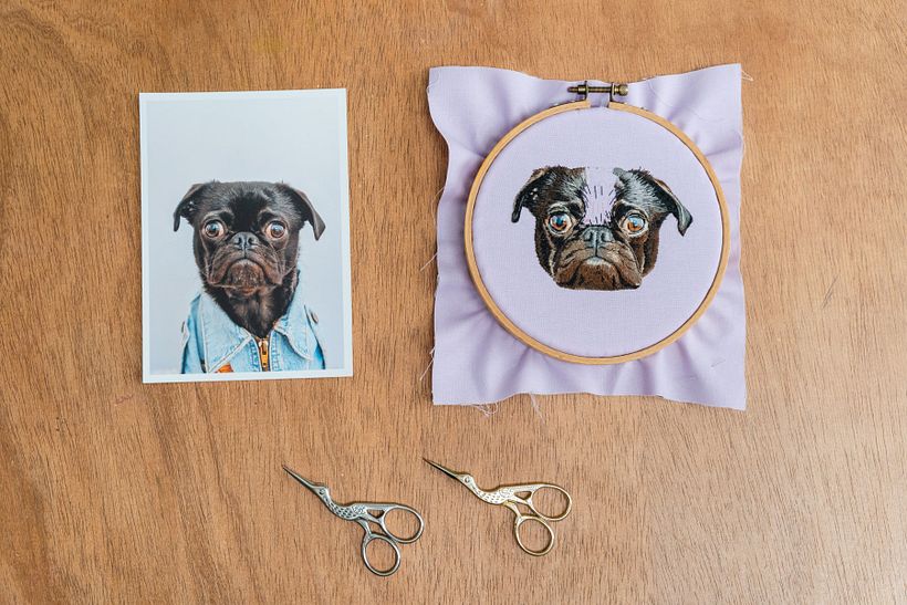 How to Embroider Realistic Fur in Animal Portraits 5
