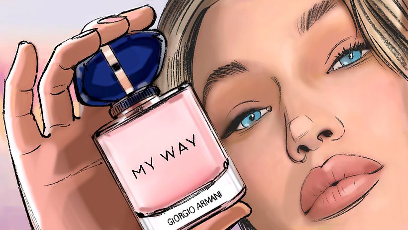 Davis Lisboa "Giorgio Armani", 2022, Procreate y Photoshop, 1476 x 831 px, H&G, Barcelona, España | Spain