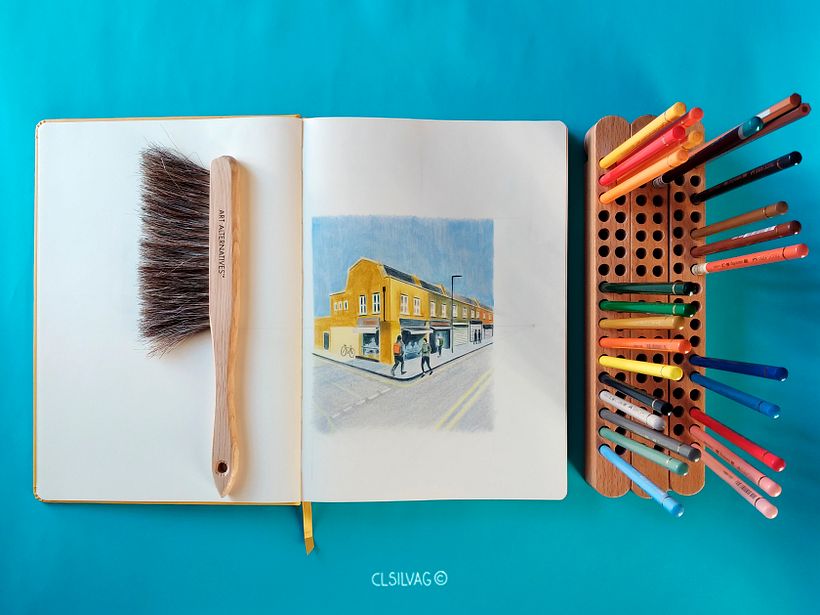 Resultado Final ejercicio calle. Cuaderno Talens Art Creation, tamaño A4.