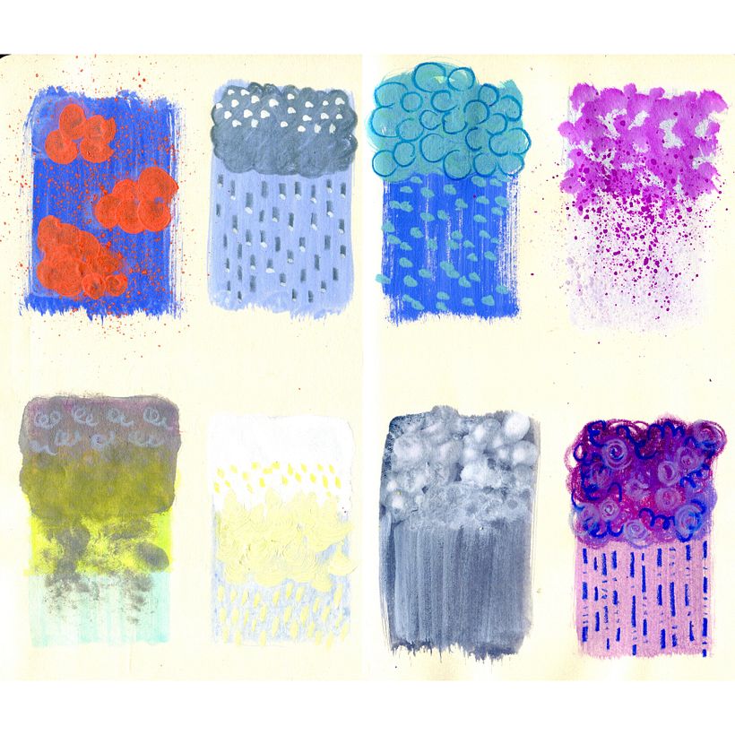 playing with materials and the weather ....this was fun - bit I struggle to use yellow! need to keep practicing...