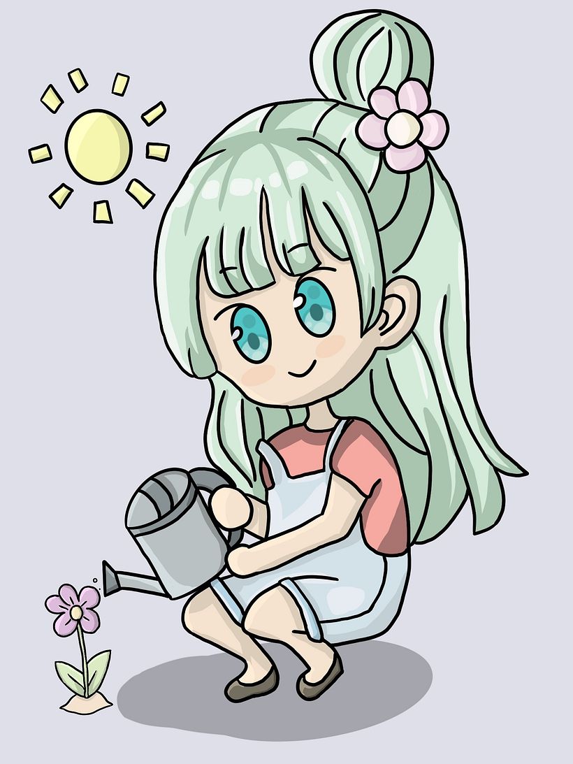 Chibi flower girl - Digitale Illustration