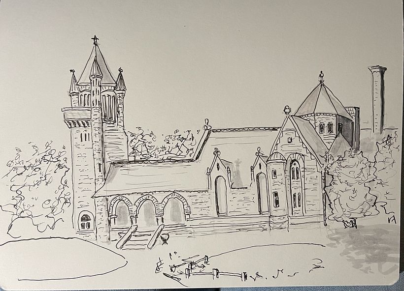 Oakwood Cemetery, Troy, NY - Project for Expressive Architectural Sketching with Colored Markers 3