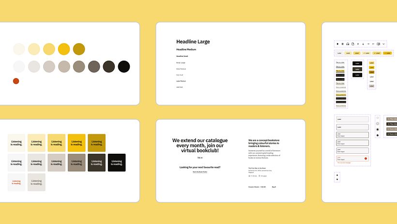 An overview of the different elements of my accessible design system made in Figma.