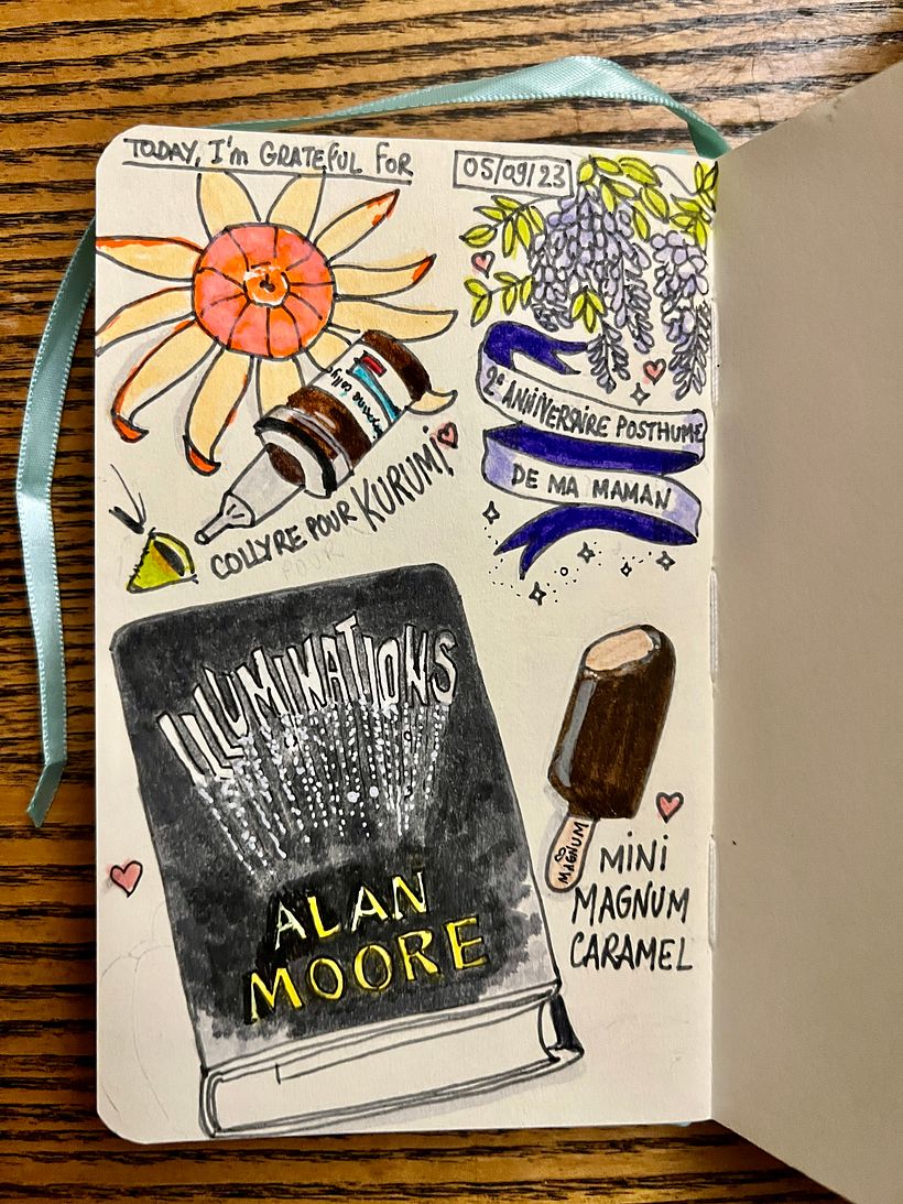 It was my mom's second birthday since she died... I began Alan Moore's Illuminations, we got medecine for Kurumi