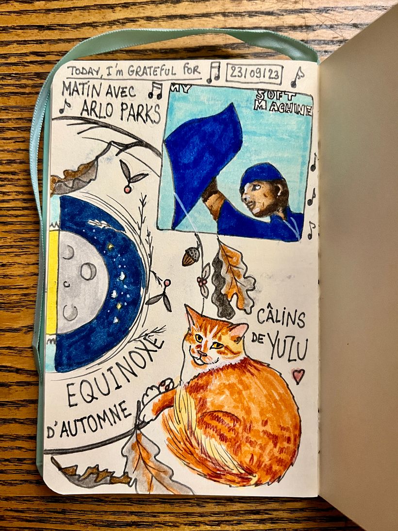 For Mabon, the Autumn Equinox, I listened to Arlo Parks and cuddled Yuzu, he is an autumn cat <3