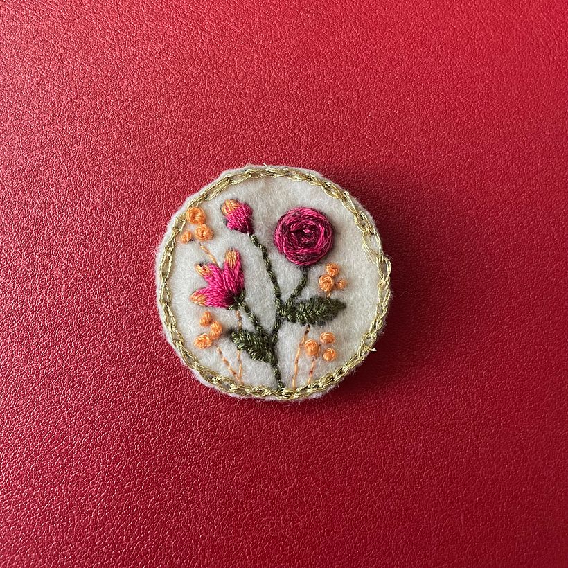 My project for course: Embroidery Techniques for Floral Patterns on Felt  1