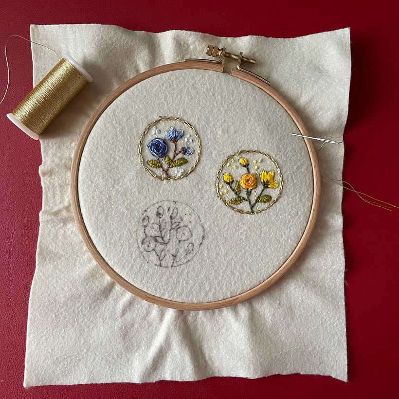 My project for course: Embroidery Techniques for Floral Patterns on Felt  5
