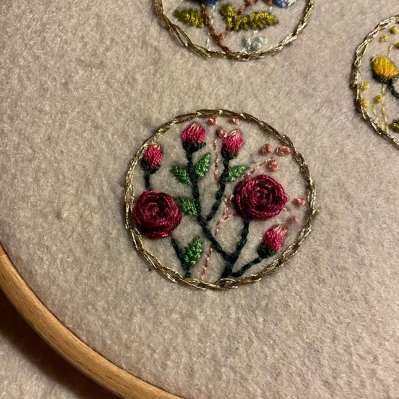My project for course: Embroidery Techniques for Floral Patterns on Felt  6