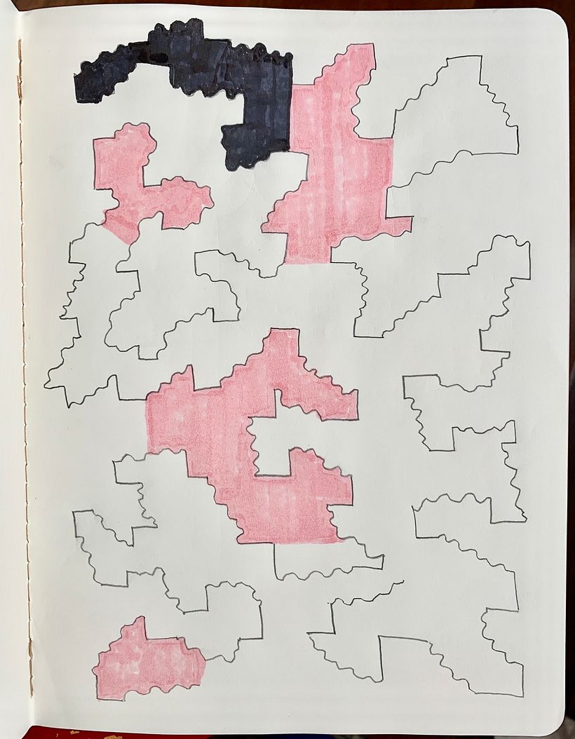 When doodling, I tend to apply this method: I start with a random movement, then I make it a rule.