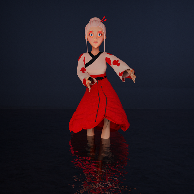 Mi proyecto del curso: Diseño de ropa 3D con Marvelous Designer para el personaje Kai. Hice también una animación (https://youtu.be/4daNDV_KqT4)  Angela Girón 2023 2