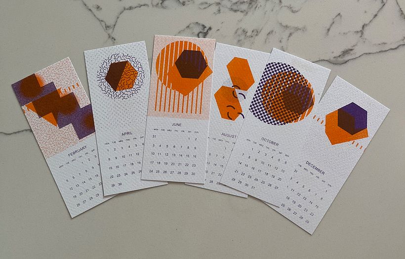 Orange and Purple on 170gsm card stock