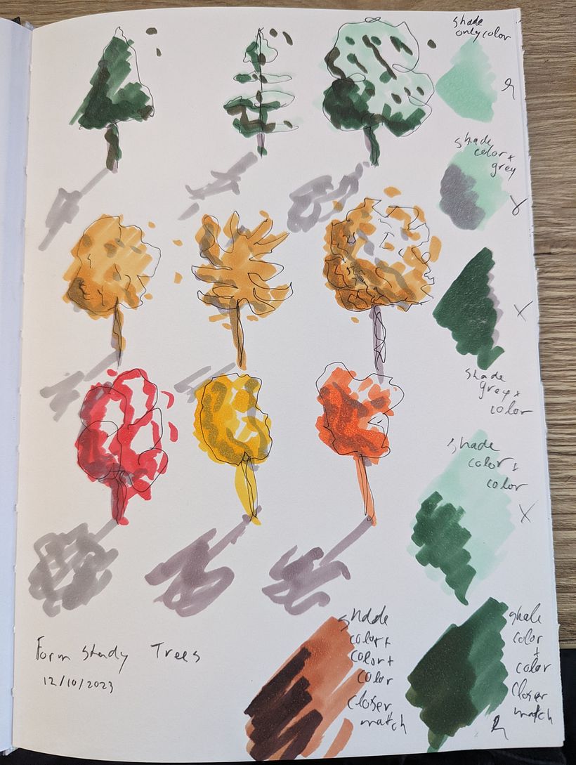Also tried some trees with some shading and blending. 