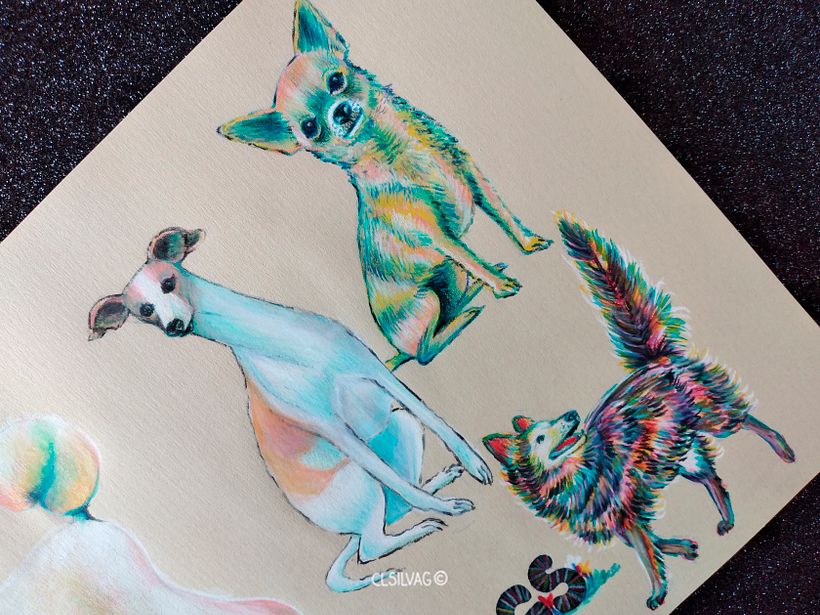Diversas razas de perros - Croquera Canson Kraft.