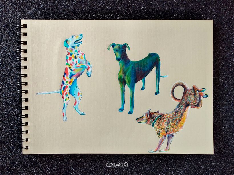 Diversas razas de perros - Croquera Canson Kraft.
