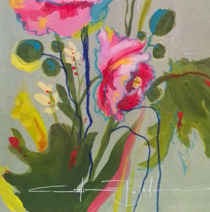 Anémonas rosas: Pintura floral expresiva con acrílicos 1
