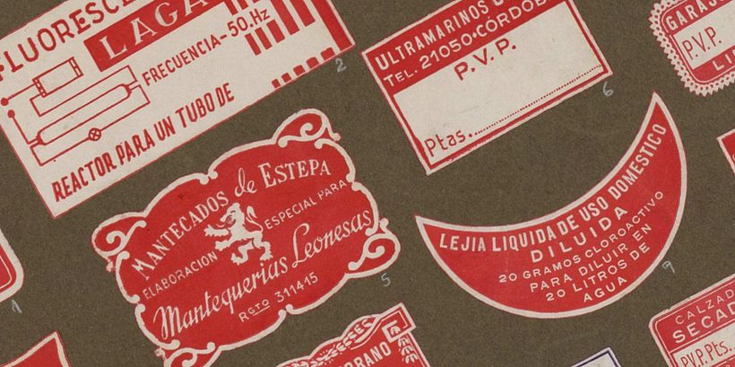 Etiquetas dentro del Muestrario de etiquetas de productos y establecimientos