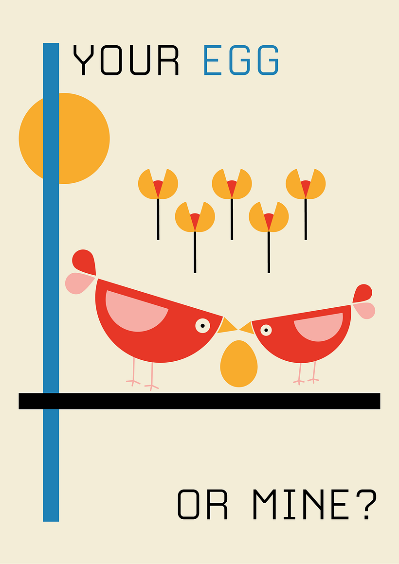 Birds Bauhaus style in Illustrator
