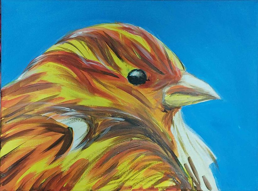 Supposed to be a Sparrow. I was not able to get the squarish brush strokes. 