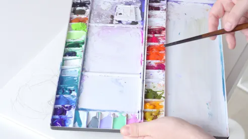 Watercolor skin tones can be achieved with almost any color in the palette.