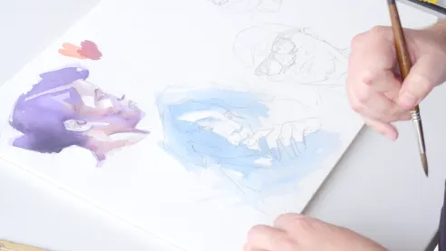 Use a blue tone to mark the shadow areas.
