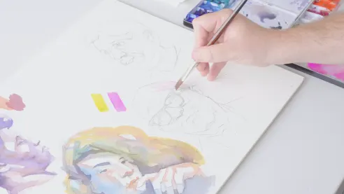 Use a pink tone for the portrait base.