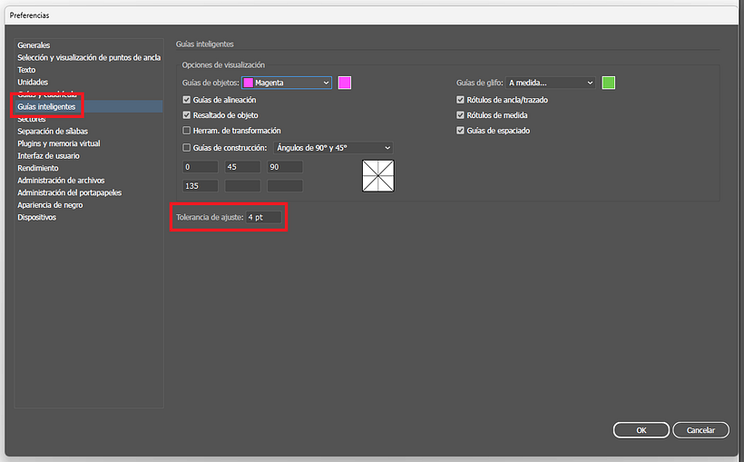 Activar que un objeto detecte a otro automáticamente en Illustrator (alineación) 1