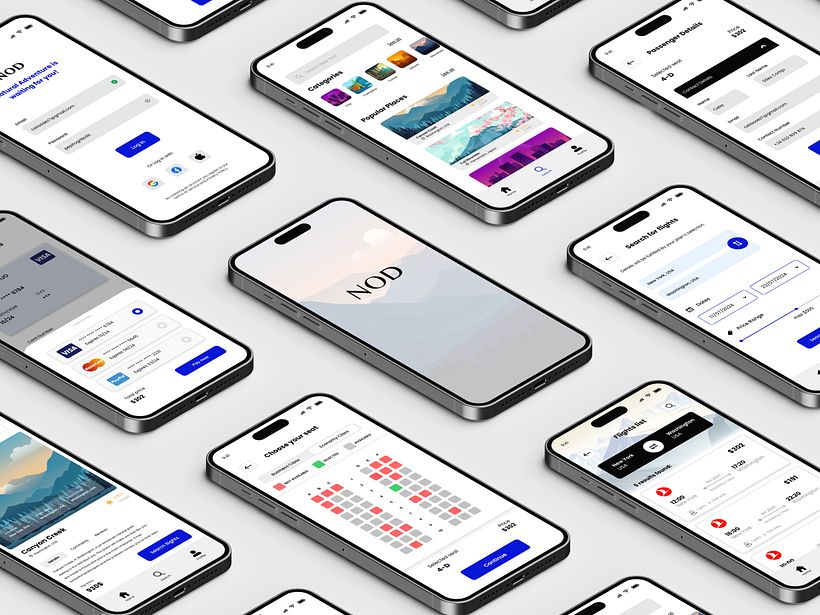 Diferentes pantallas de la aplicación Nod Trips