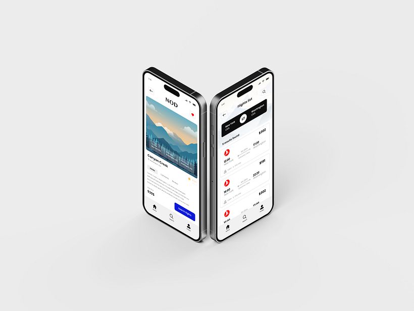 Pantallas de la aplicación Nod Trips