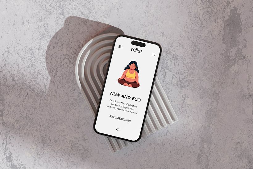 Pantalla de inicio de la app Relief
