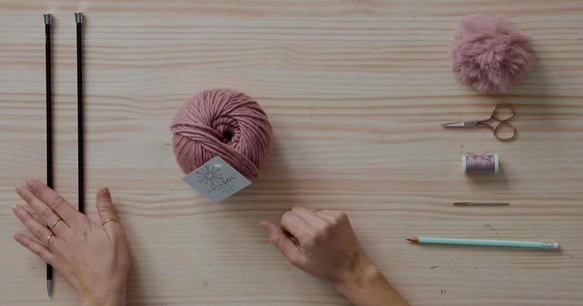Get all your materials and start knitting this perfect wool hat for winter.