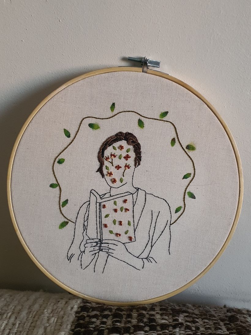 Mi proyecto del curso: Retrato bordado con elementos botánicos 1