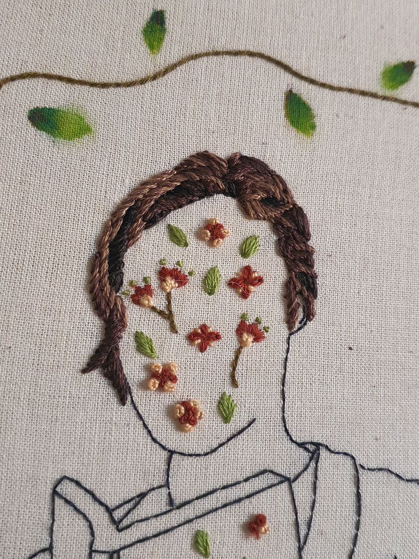 Mi proyecto del curso: Retrato bordado con elementos botánicos 2