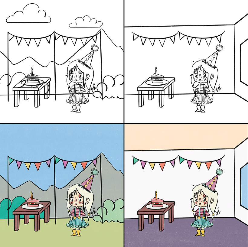 Outlines and color palettes.