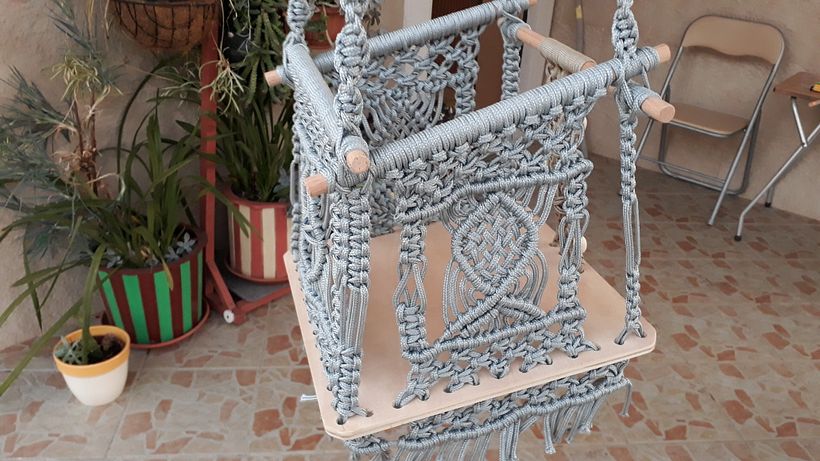 Meu projeto do curso: Macramê: design e construção de cadeira de balanço 3