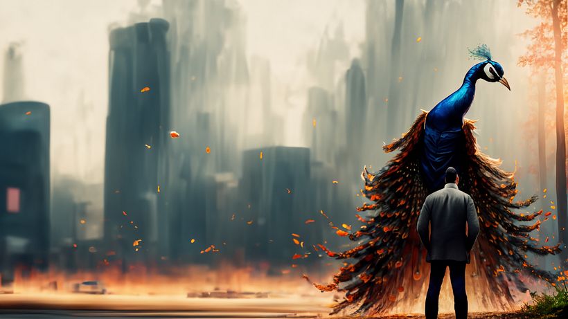 Peacock cause for me that symbolizes the topic which is self-assurance which we also can translate to self-confidence.