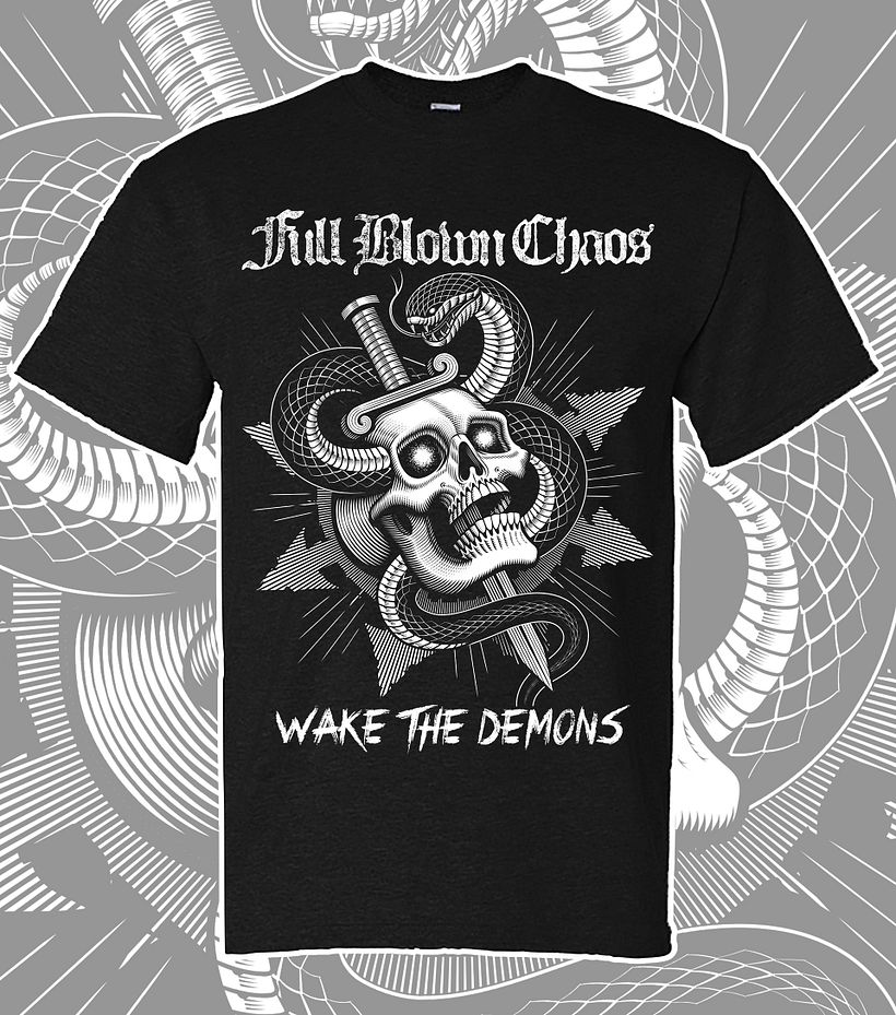 "Wake The Demons" T-shirt design for Full Blown Chaos 11