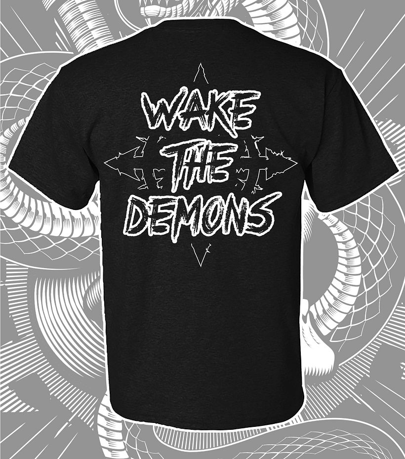 "Wake The Demons" T-shirt design for Full Blown Chaos 12