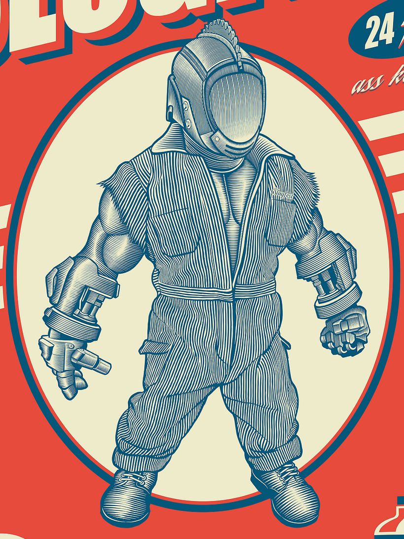 After I converted the overalls to a vector file I drew the character in Adobe Fresco using the tapered brush.  