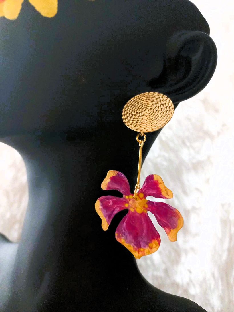 Floral jewelry set. Earrings and pendant 2