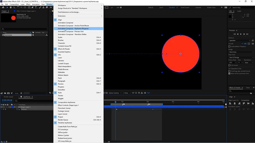 Work from keyframes to create the movement points of the animation.