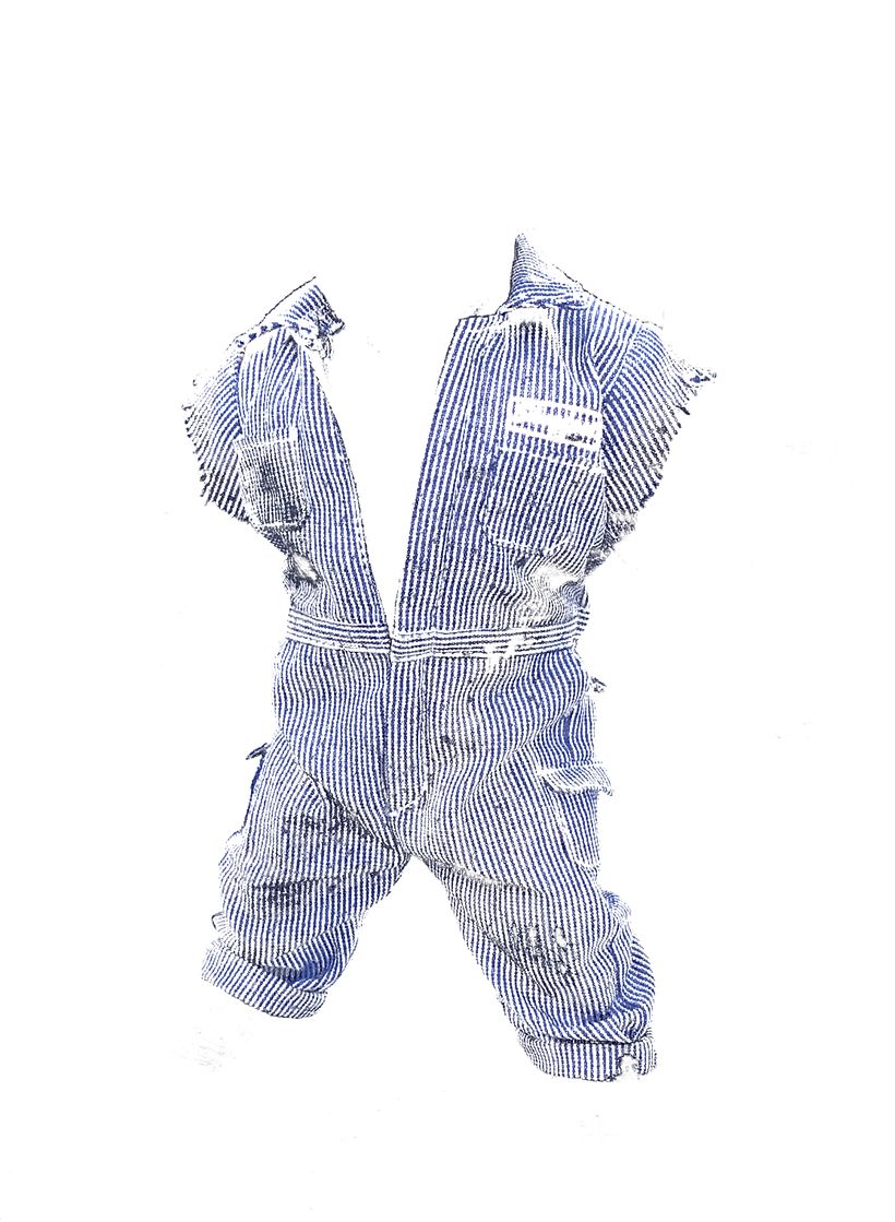   I created a separate file with just the overalls and then imported it into Adobe Illustrator where I used LiveTrace.  