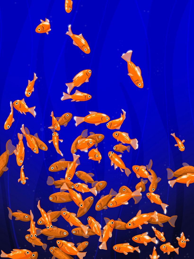 Red fishes on a paint 1