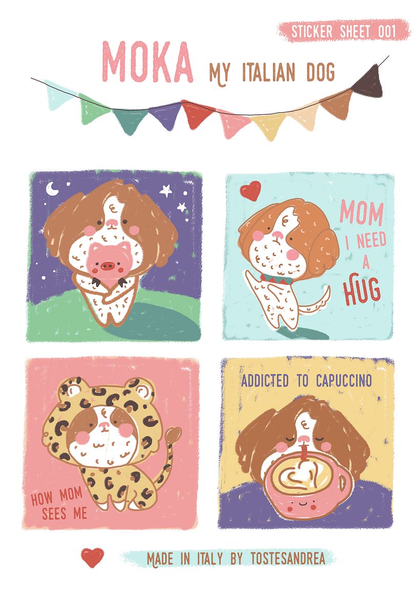 Meu projeto do curso: Ilustração kawaii: crie personagens adoráveis "Moka, my Italian dog" 9