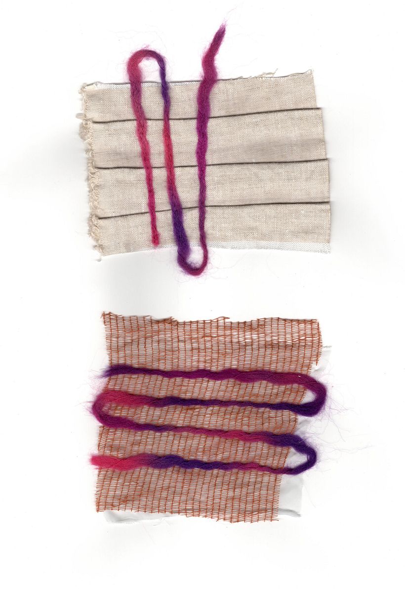 Textile sample #2 - Fibers dry felted on various materials