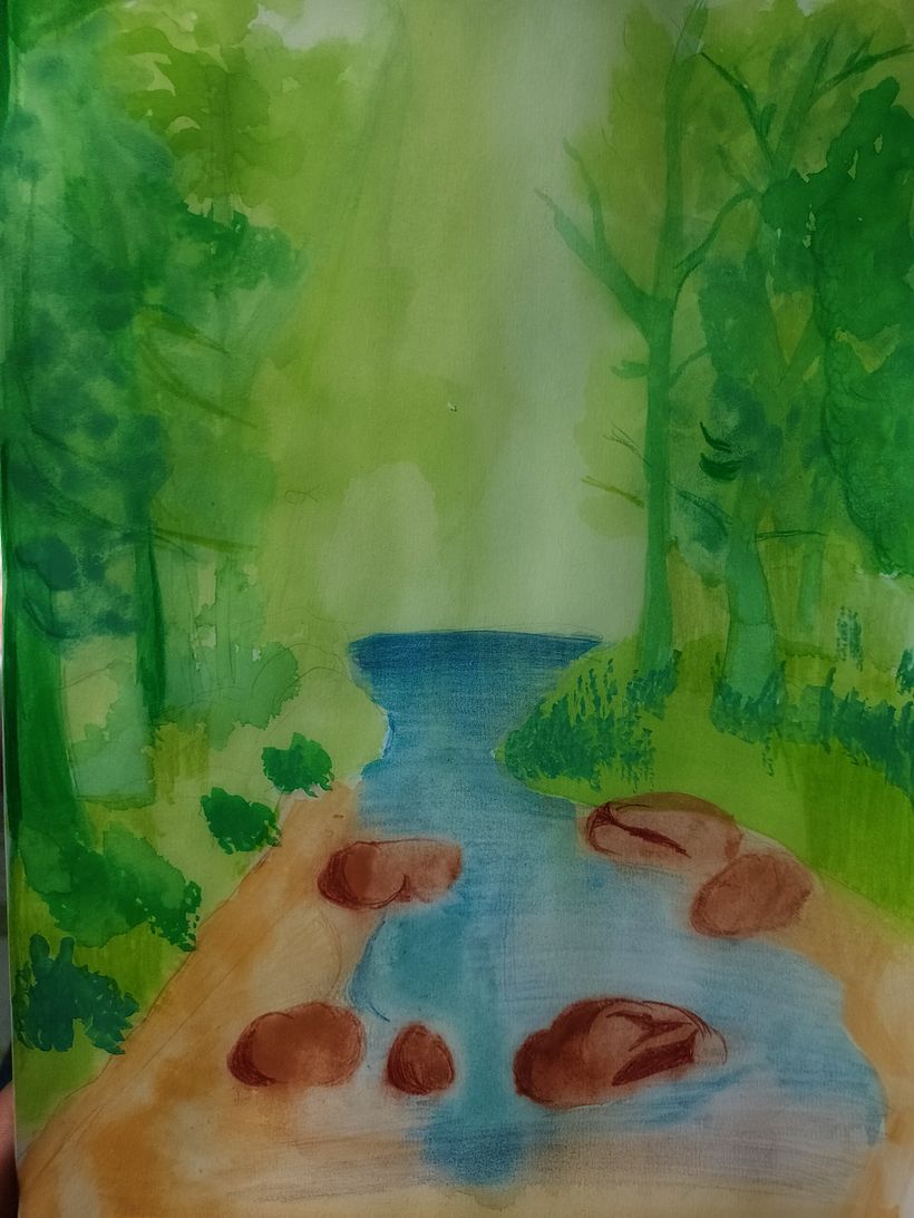 Tuve que usar lápices de colores por que arruine bastante la acuarela