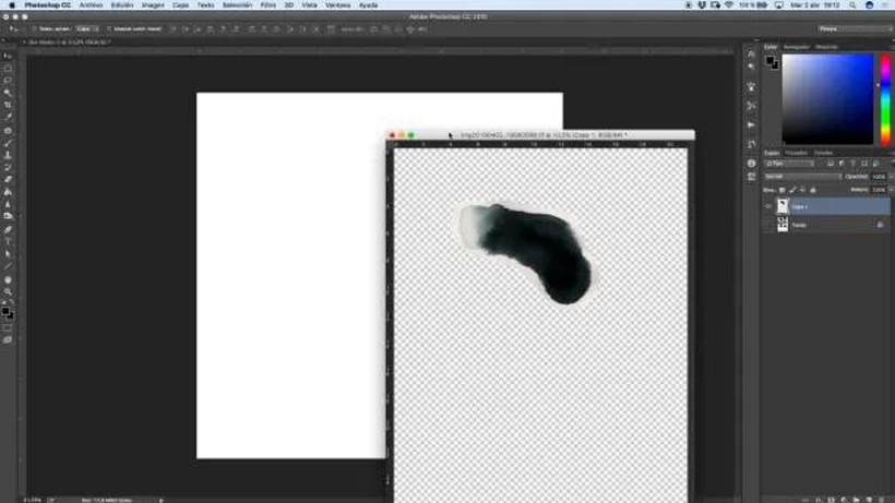 Selecting our stain in Photoshop