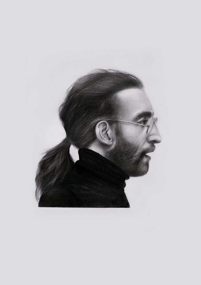 Graphite Portrait of John Lennon - Retrato a lápiz de John Lennon - Artes plásticas